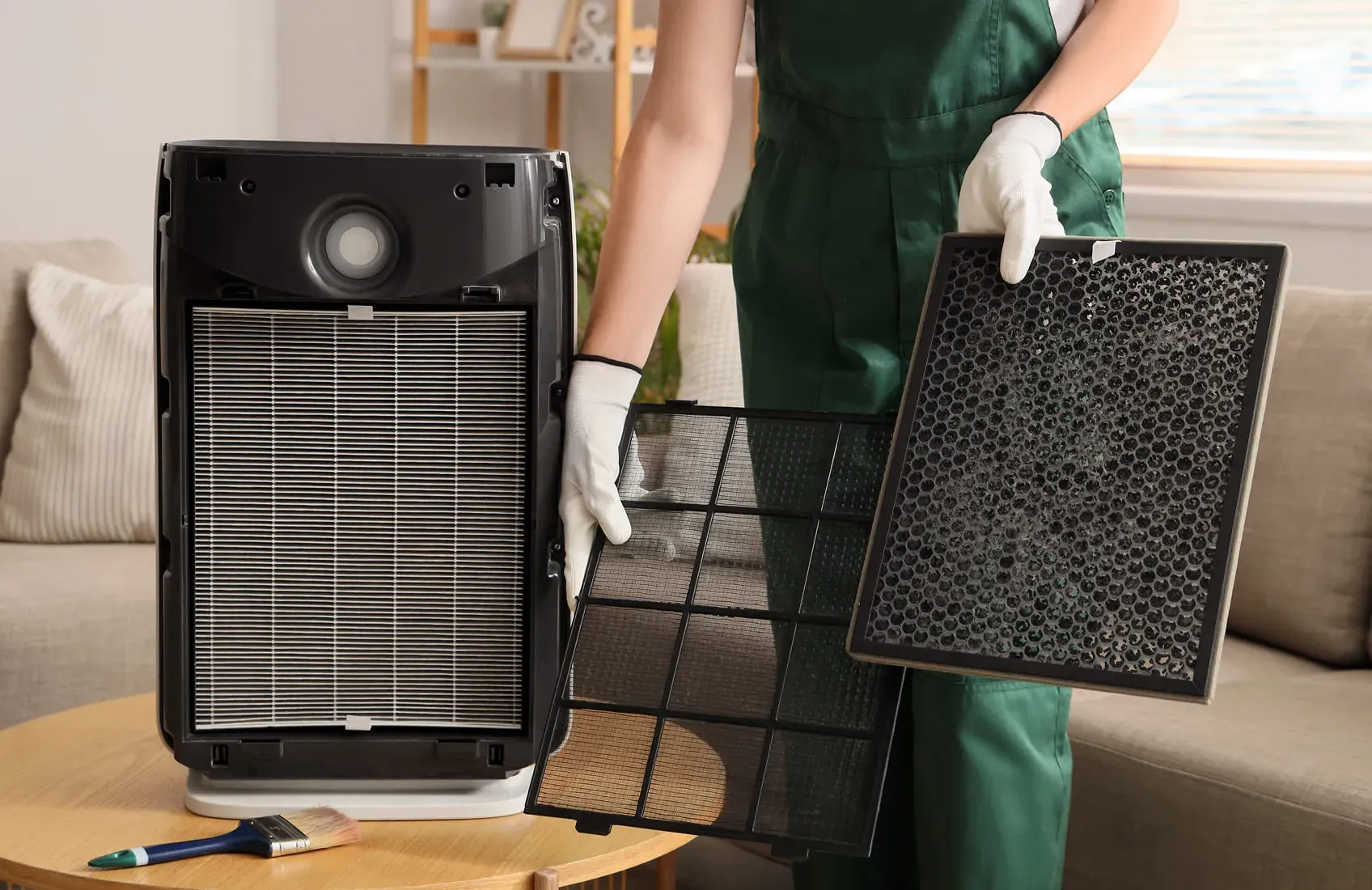 Rapid Response technician performing professional UV light air purification installation