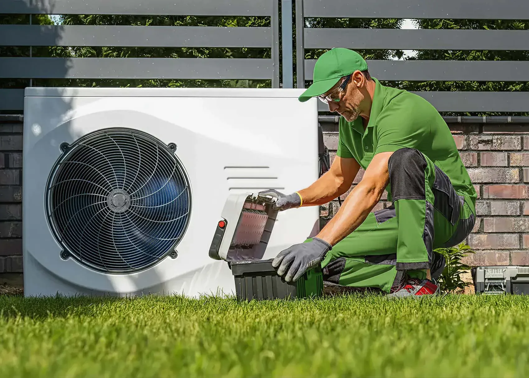 Rapid Response AC technician performing a member maintenance visit