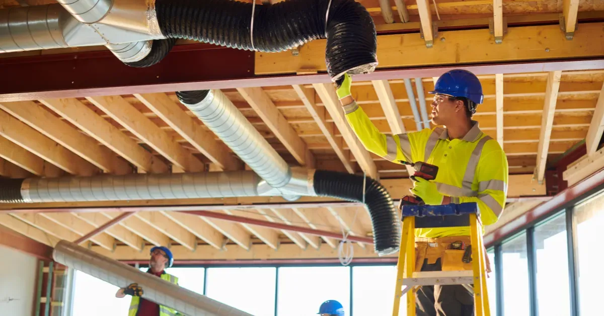 Rapid Response team adjusting and securing ductwork